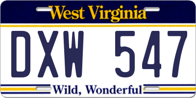 WV license plate DXW547