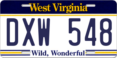 WV license plate DXW548