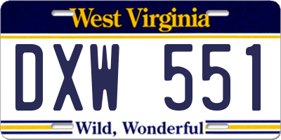 WV license plate DXW551