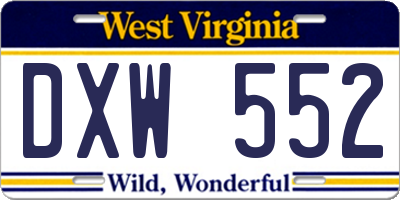 WV license plate DXW552