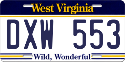 WV license plate DXW553