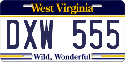 WV license plate DXW555