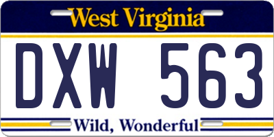 WV license plate DXW563