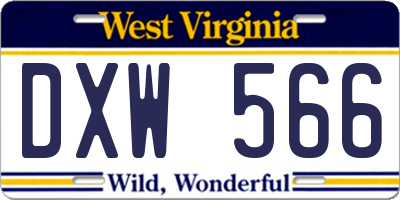 WV license plate DXW566