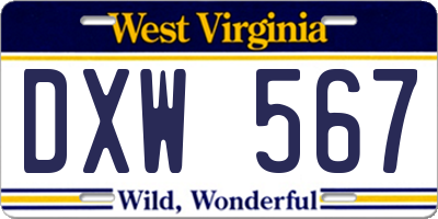 WV license plate DXW567
