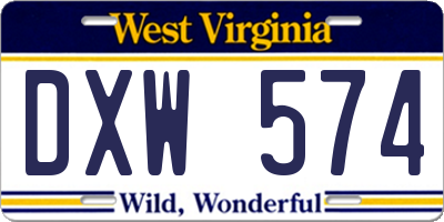 WV license plate DXW574