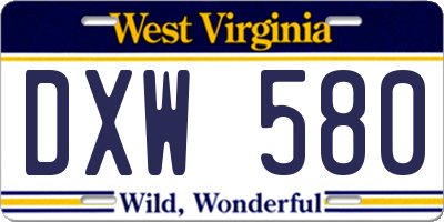 WV license plate DXW580