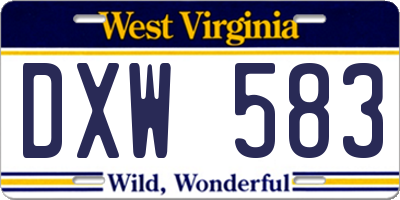 WV license plate DXW583