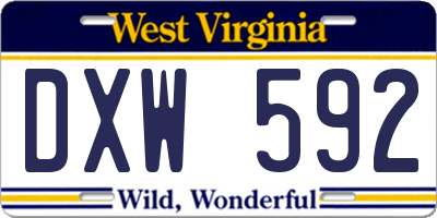 WV license plate DXW592