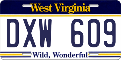 WV license plate DXW609