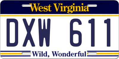 WV license plate DXW611