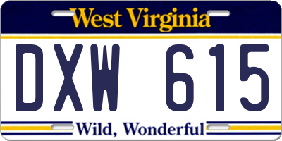 WV license plate DXW615