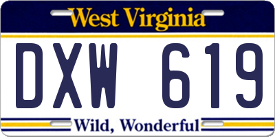 WV license plate DXW619