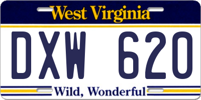 WV license plate DXW620