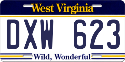 WV license plate DXW623