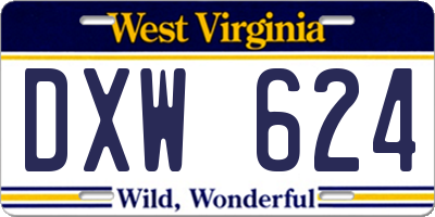 WV license plate DXW624