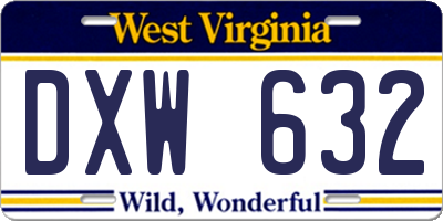 WV license plate DXW632