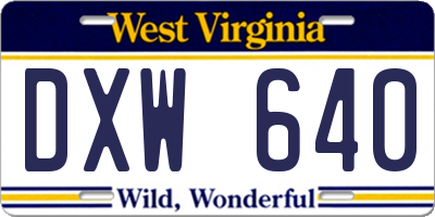 WV license plate DXW640
