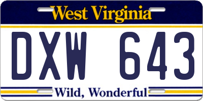 WV license plate DXW643