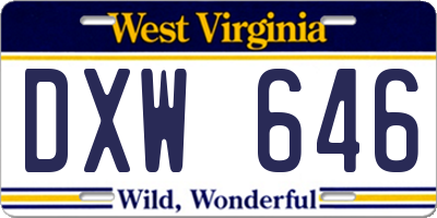 WV license plate DXW646