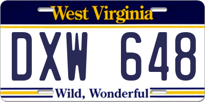 WV license plate DXW648