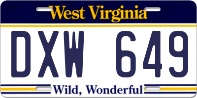 WV license plate DXW649