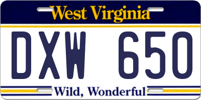 WV license plate DXW650
