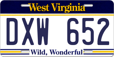 WV license plate DXW652