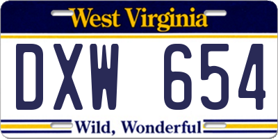 WV license plate DXW654