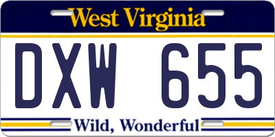 WV license plate DXW655