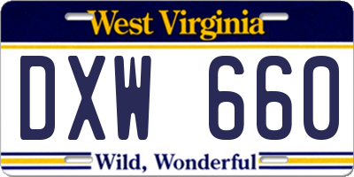 WV license plate DXW660