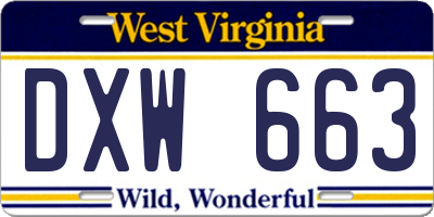 WV license plate DXW663