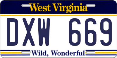WV license plate DXW669