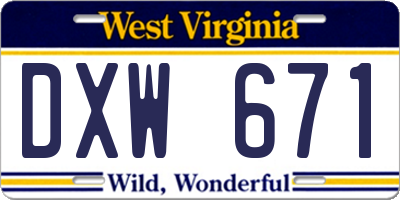 WV license plate DXW671