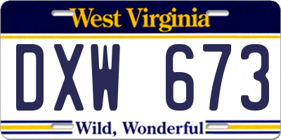 WV license plate DXW673