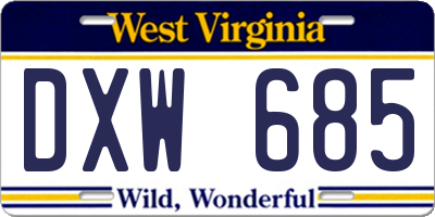 WV license plate DXW685