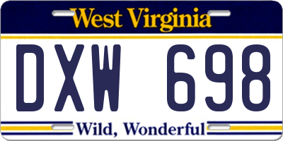 WV license plate DXW698