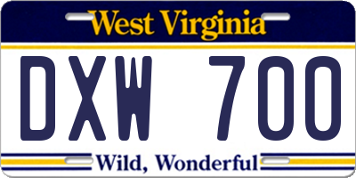 WV license plate DXW700