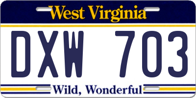 WV license plate DXW703
