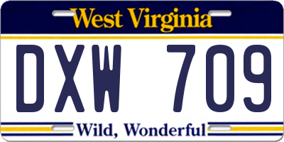 WV license plate DXW709