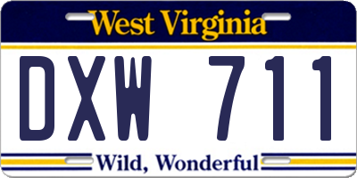 WV license plate DXW711