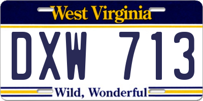 WV license plate DXW713