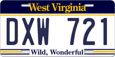 WV license plate DXW721