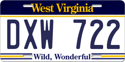 WV license plate DXW722