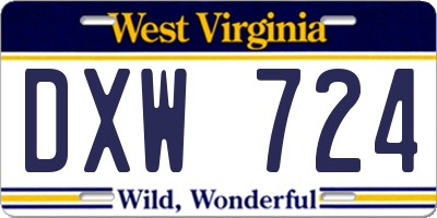 WV license plate DXW724