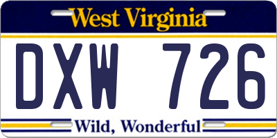 WV license plate DXW726