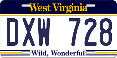 WV license plate DXW728