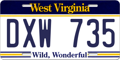 WV license plate DXW735