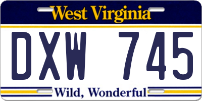 WV license plate DXW745