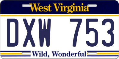 WV license plate DXW753